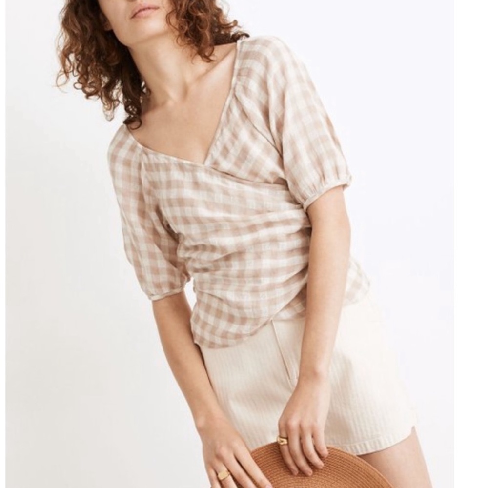 Madewell NWT gingham wrap top